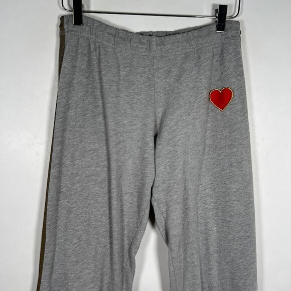 Lauren Moshi Alan Stripe Tiger Heart Jogger Sweatpants S Gray Pull On Active - Picture 3 of 7